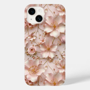 Zeitloses elegantes, weichrosa, florales Muster Case-Mate iPhone 14 Hülle