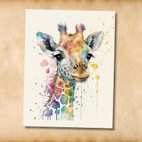 Zeitloses Elfenbein-Wasserfarben-Giraffenmuster