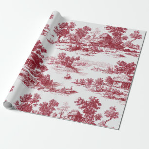 Zeitloses französisches rotes Toile mit ländlicher Geschenkpapier