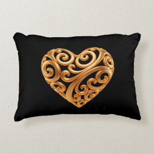 Zeitloses goldenes Herzsymbol der Liebe Dekokissen
