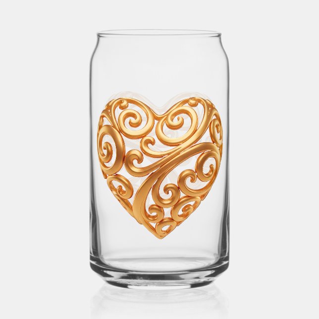 Zeitloses goldenes Herzsymbol der Liebe Dosenglas (Rückseite)