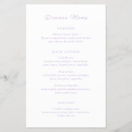 Zeitloses Lilac Classic Budget Wedding Menu Flyer