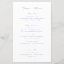 Zeitloses Lilac Classic Wedding Menu