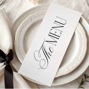 Zeitloses Luxus-Script Schwarz-Weiß-Hochzeit Menükarte