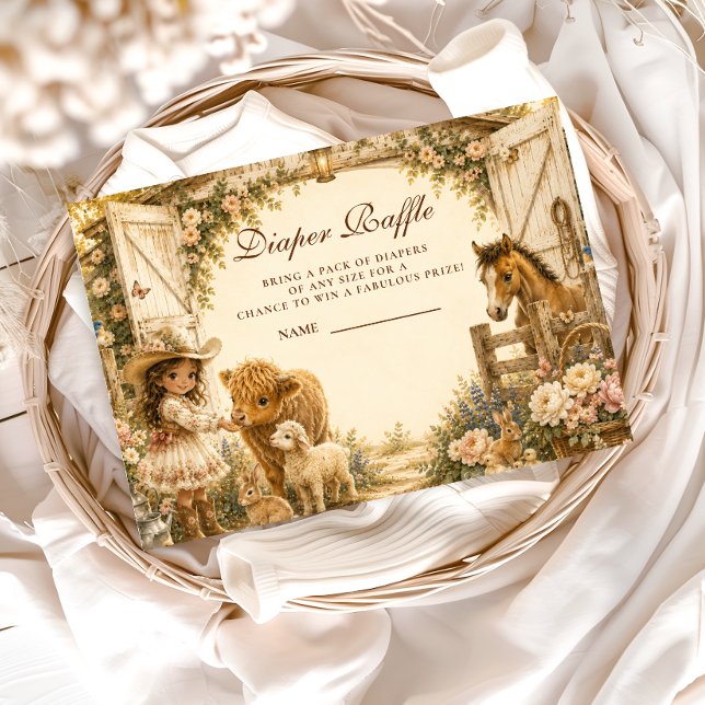 Zeitloses Mädchen Western Boho Windel-Raffle Begleitkarte (Von Creator hochgeladen)