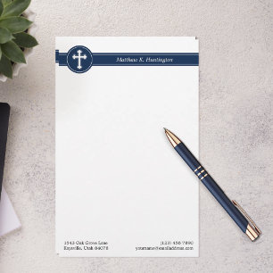 Zeitloses Marineblaues Kreuz Name & Kontaktinforma Briefpapier