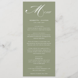 Zeitloses Menü von Elegance Sage Green Wedding Menükarte