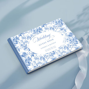 Zeitloses Navy-Rosen Floral-Toile-Gästebuch Gästebuch