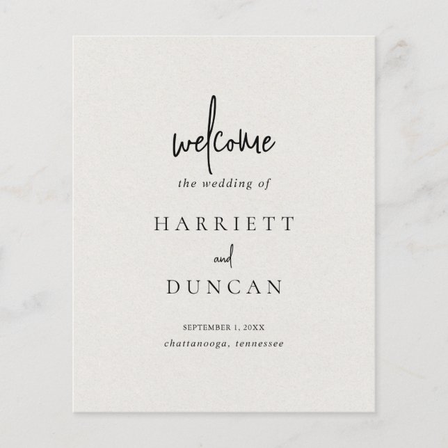 Zeitloses, neutrales Beige-Hochzeitsprogramm (Vorderseite)