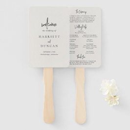 Zeitloses, neutrales Beige-Hochzeitsprogramm Fächer
