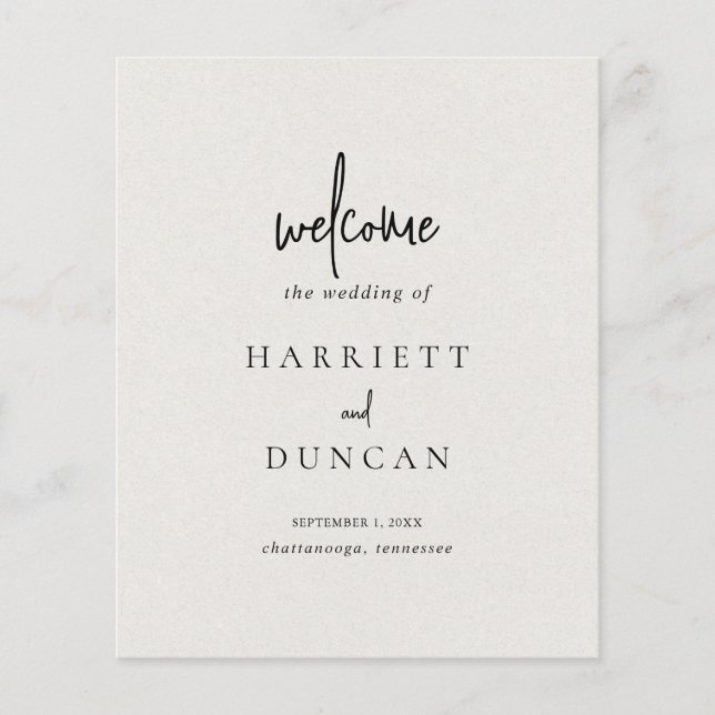 Zeitloses neutrales Beige-Hochzeitsprogramm Flyer (Vorne)