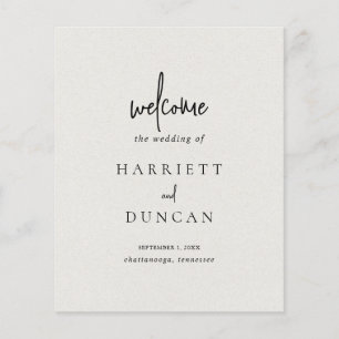 Zeitloses neutrales Beige-Hochzeitsprogramm Flyer