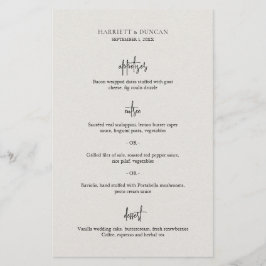 Zeitloses neutrales Beige-Menü für Hochzeiten
