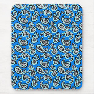 Zeitloses Paisley auf blauem Hintergrund Mousepad