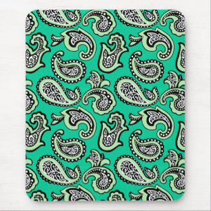 Zeitloses Paisley auf grünem Hintergrund Mousepad