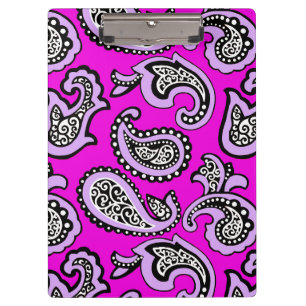 Zeitloses Paisley auf heißem rosa Hintergrund Klemmbrett