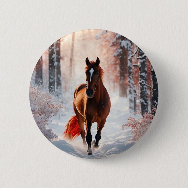 Zeitloses Pferdesilhouette-Abzeichen Button (Vorderseite)