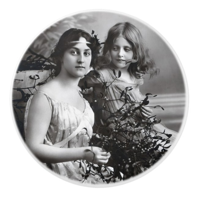 Zeitloses Portrait von Mutter und Tochter Keramikknauf (Vorderseite)