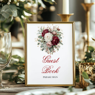 Zeitloses Rosé-Burgunder-Gold-Gästebuch-Schild Poster
