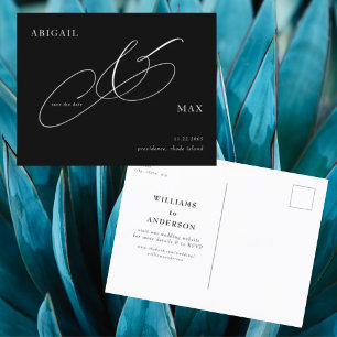 Zeitloses S/W Hochzeit Save-the-Date Postkarte