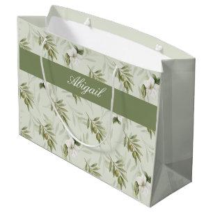 Zeitloses Salbei-Oliv-Wasserfarben-Chic-Name Große Geschenktüte