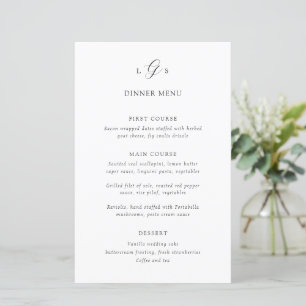 Zeitloses Schwarz-Weiß-elegantes Hochzeitsmenü