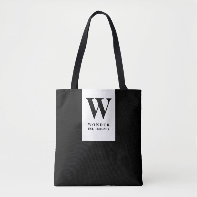 Zeitloses schwarzes Hochzeitsmonogramm | Minimalis (Vorderseite)