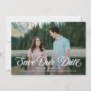 Zeitloses Skript Editierbare Farbe Save The Date K Dankeskarte
