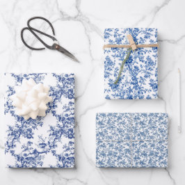 Zeitloses Toile Blue 3 Geschenkpapier Set