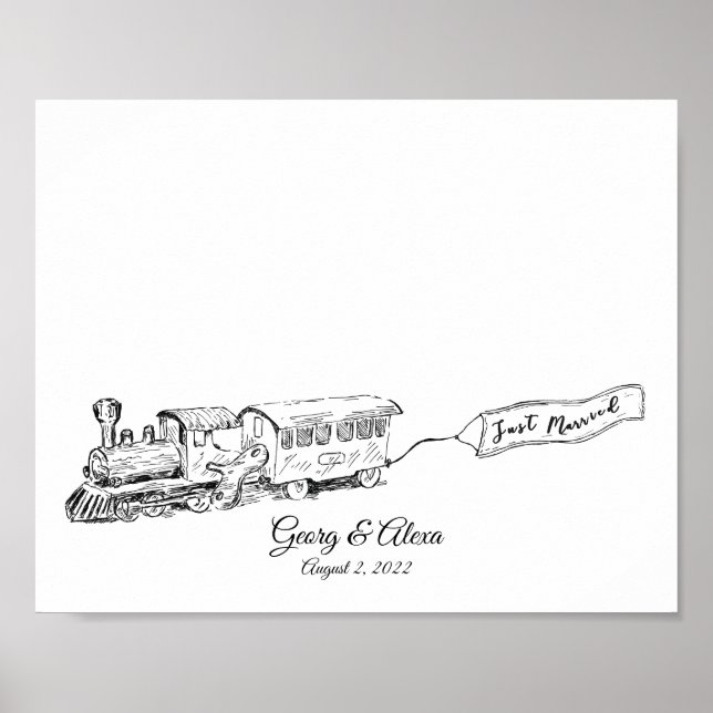 Zeitloses Train Fingerprint Guest Book Poster (Vorne)