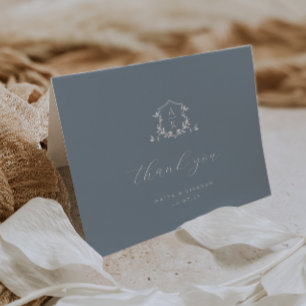 Zeitloses Wappen mit Monografie-Foto Dankeskarte