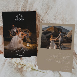 Zeitloses Wappen mit Monografie-Foto Dankeskarte