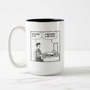 Zeitmanagement Katze Lustiger Bürohumor Zweifarbige Tasse