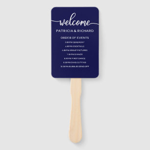 Zeitplan für den Ablauf einer Navy-Blue-Hochzeit Fächer