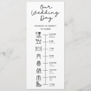 Zeitplan für den Strandhochzeitstag - Flaches Prog Programm