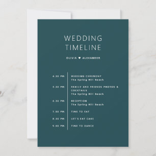 Zeitplan für eine stürmische Teal-Hochzeit   Elega Einladung