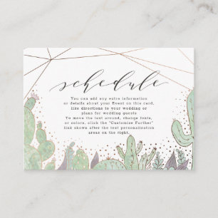 Zeitplan für geometrische Hochzeiten von Terrarium Begleitkarte