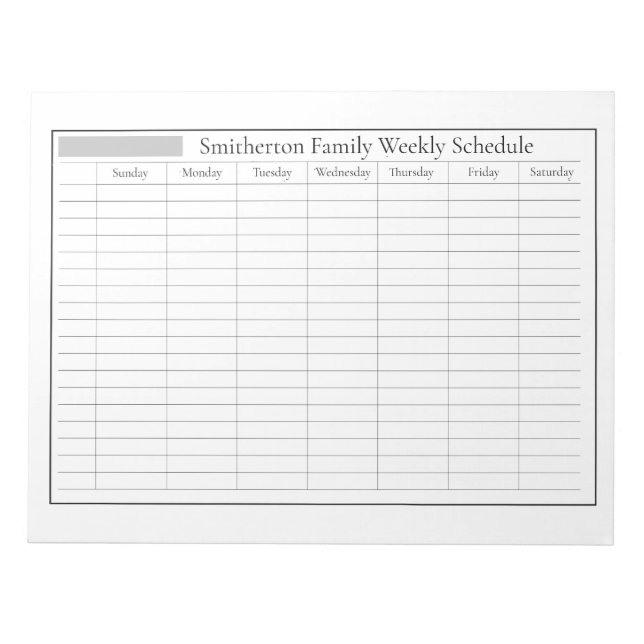 Zeitplaner White Gray Notepad Notizblock (Vorderseite)