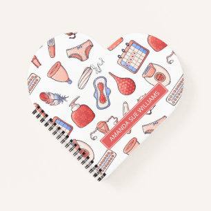 Zeitraum/Menstruationszyklus - Ihr Name/Monogramm  Notizbuch
