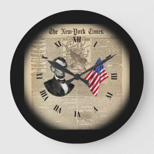 Zeitreise~Abe Lincoln~American Flag~NY Times~   Große Wanduhr