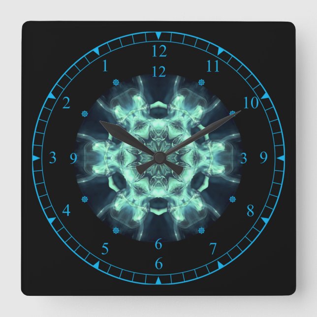 Zeitreise ~ Blue Neist Space/Time Continuum ~ Quadratische Wanduhr (Vorderseite)