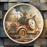 Zeitreise Fantasy Surreal Art Uhr<br><div class="desc">Whimsikale Wanduhr mit einem surrealen Kunstfantasy-Steampunk-Zeitreisemaschine.</div>