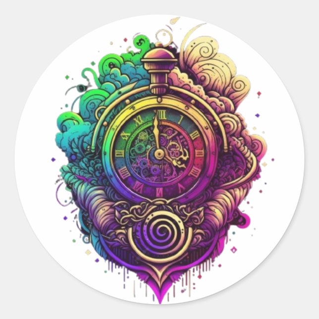 Zeitreise Runder Aufkleber (Vorderseite)