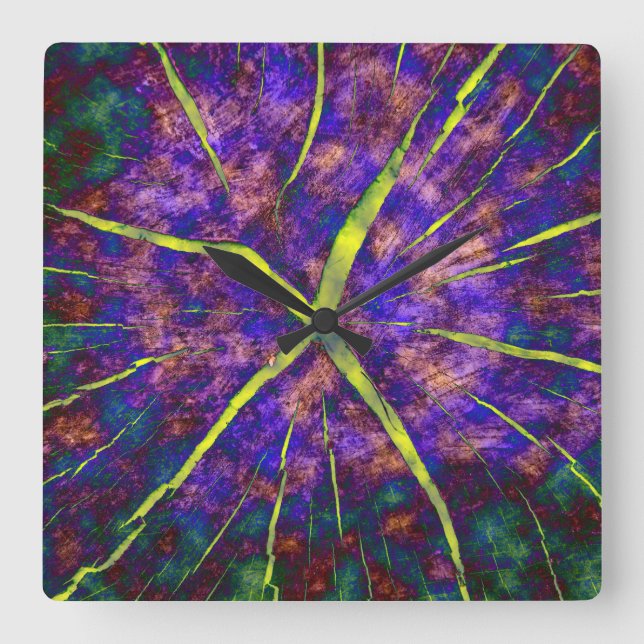 Zeitrisse Quadratische Wanduhr (Vorderseite)