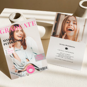 Zeitschrift Cover 2 Fotos rosa trendiger Abschluss Ankündigung