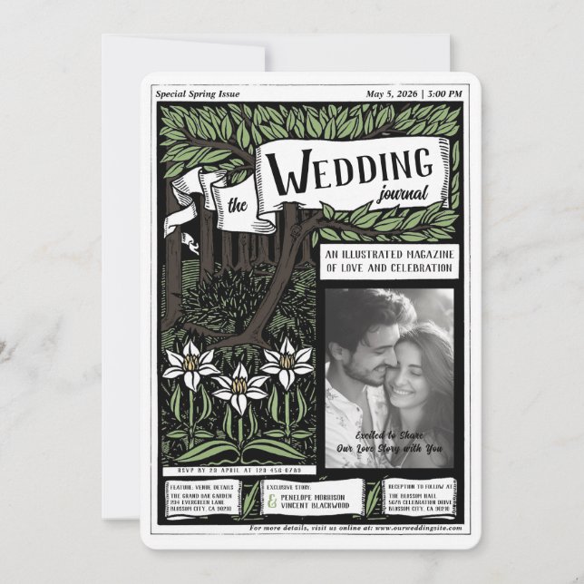 Zeitschrift Cover Art Nouveau Wedding Einladung (Vorderseite)