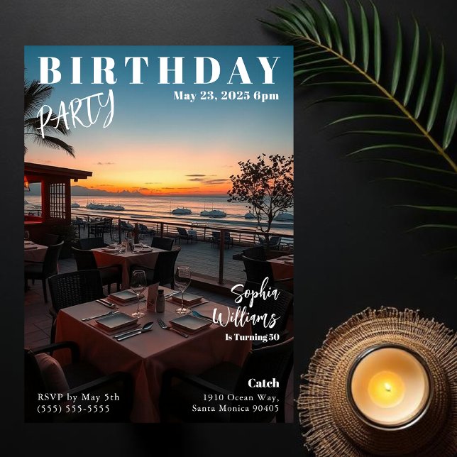 Zeitschrift Cover Beach Geburtstag Einladung (Magazine Cover Beach Restaurant Birthday Invitation )