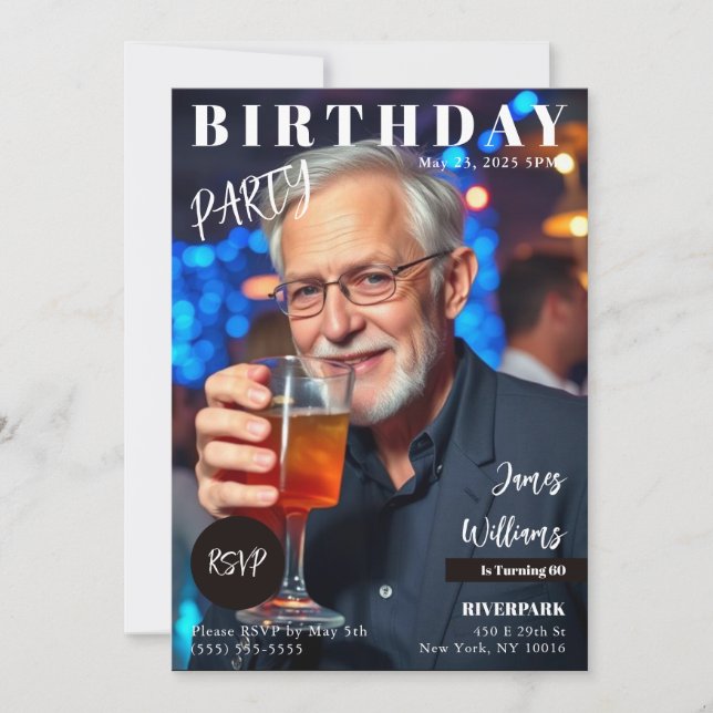 Zeitschrift Cover Birthday Einladung (Vorderseite)