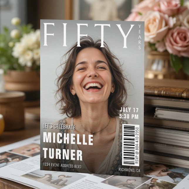 Zeitschrift Cover Foto 50. Geburtstagsparty Einladung (Magazine Cover Photo 50th Birthday Party Invitation
)