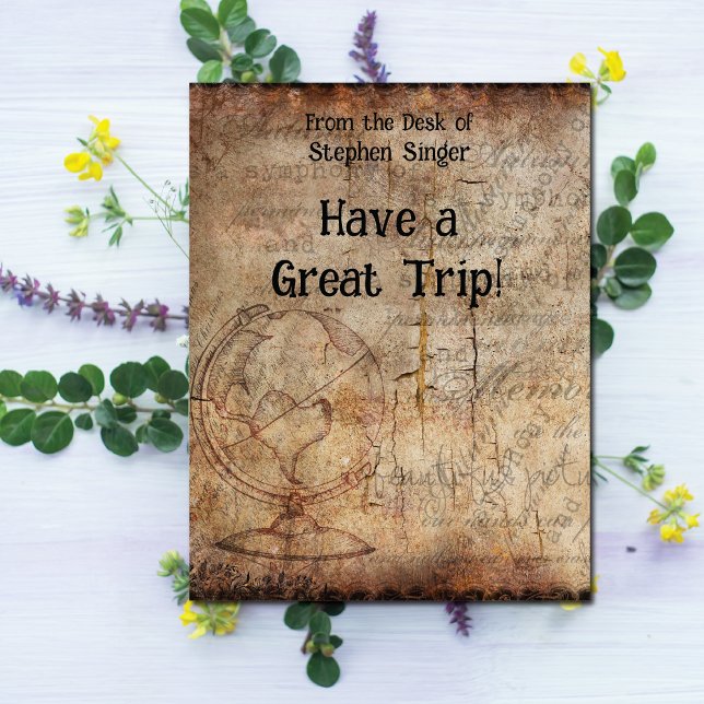 Zeitschrift "Distressed Steampunk Globe Travel" Karte (A quick note to someone you love before they travel.)